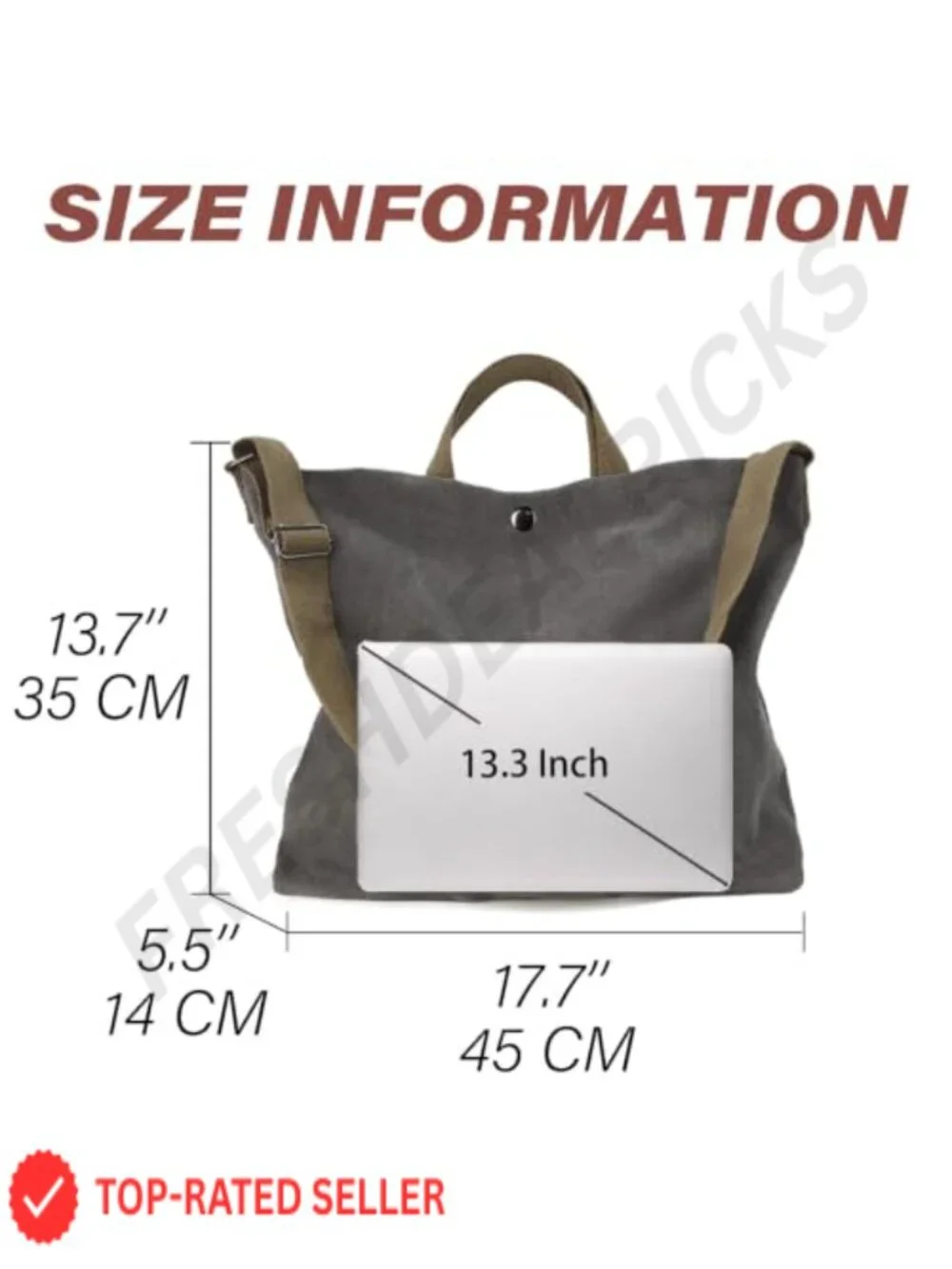 Canvas Tote Bag Large Capacity Shoulder Crossbody Handbag with Adjustable Strap